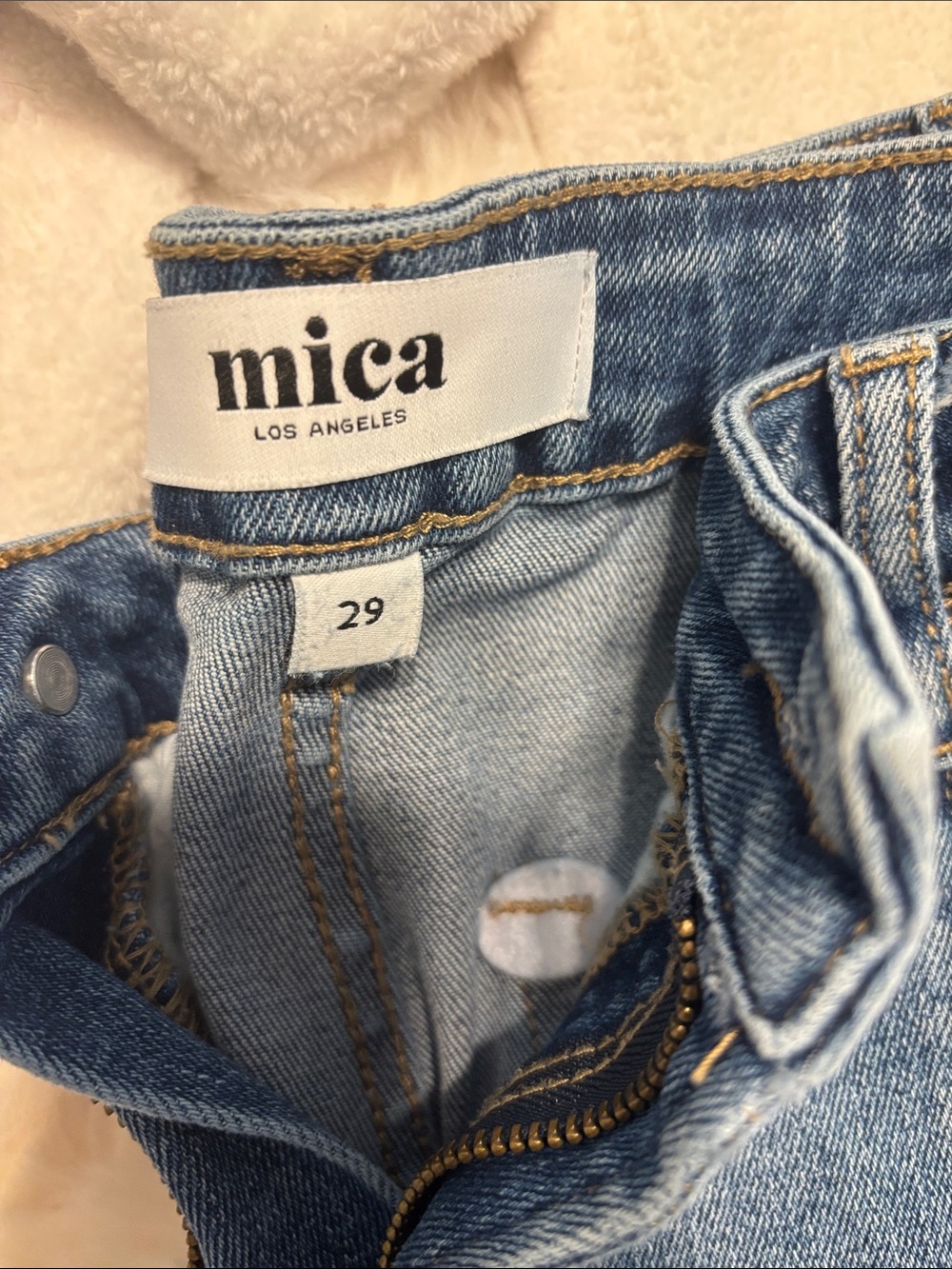 Mica High-Rise Blue Denim Jeans with Raw Hem - Picture 2 of 6